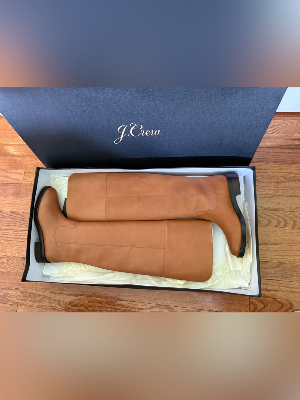 NWT J. Crew Tall Over-the-Knee Leather Boots in Saddle/Tan